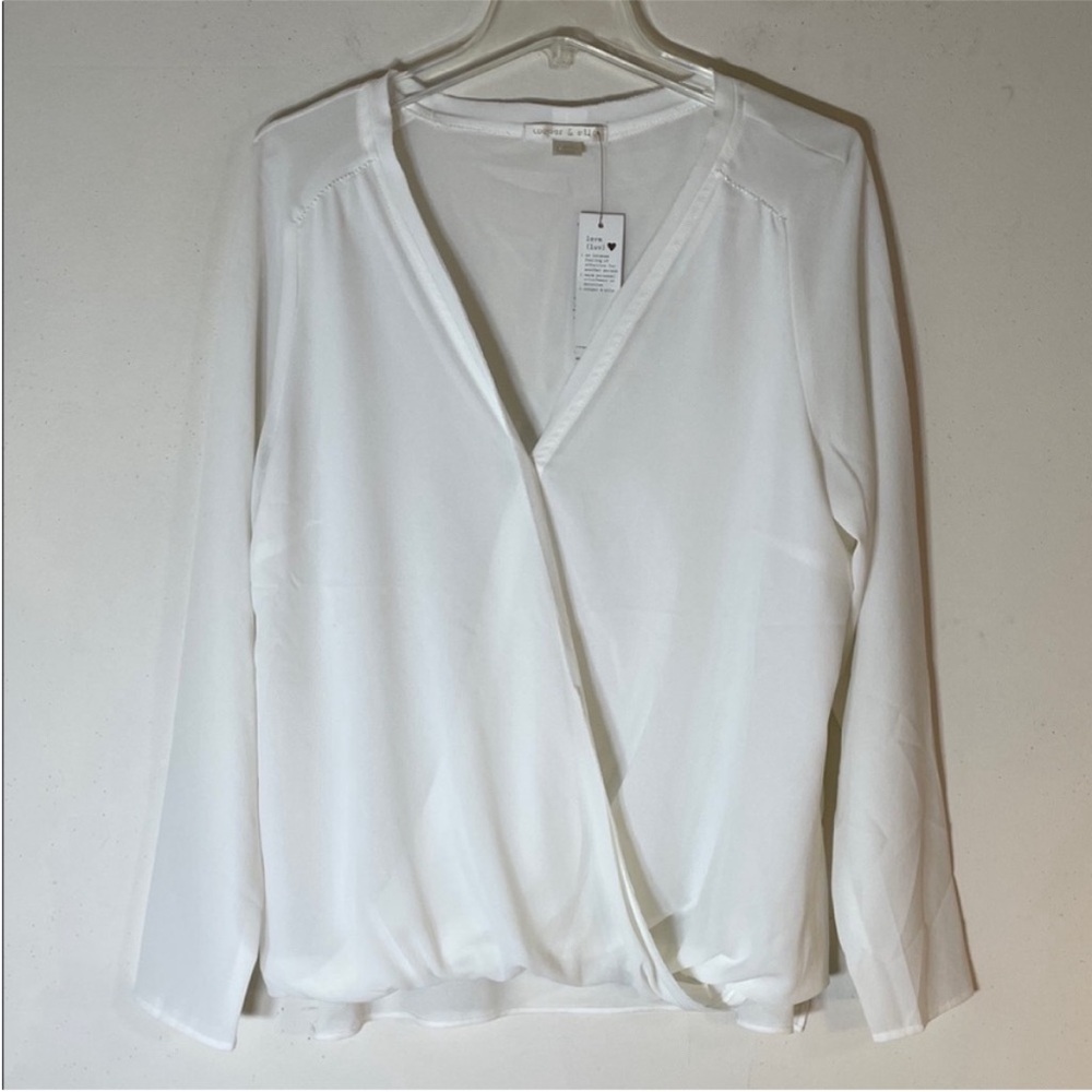 Cooper & Ella Boho Classic White Crisscross Blouse. XL. NWT. 20.